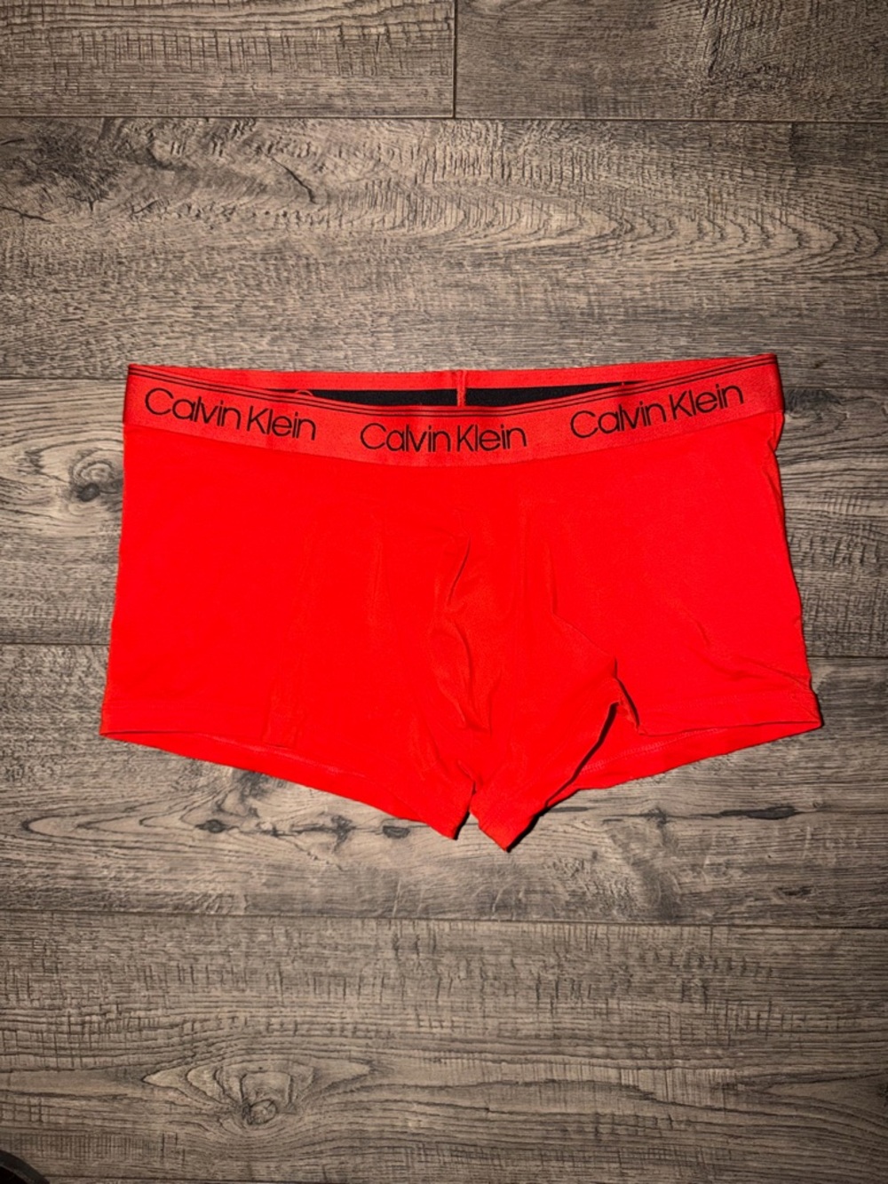 Calvin Klein Red Men's Trunk Briefs with Logo Waistband